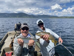 Hebgen Lake motor boat trips fly fishing Montana